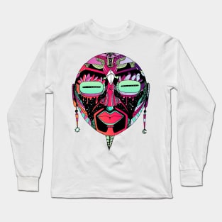 Blue Red Blend African Mask 2 Long Sleeve T-Shirt